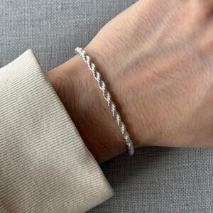 Silver twisted rope chain bracelet MENS
